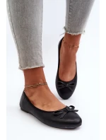 Baletky z ekologické kůže s černou mašlí