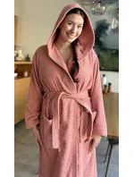 Dámský župan dlouhý s kapucí Broskev