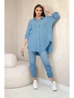 Bavlněná mušelínová košile oversize džínovina
