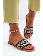 Dámské černé sandály na ploché podrážce Traivea