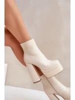 Boty Na Masivní Platformě A Podpatku Zateplené Světle Béžové Selahra