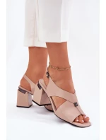Elegantní Dámské Sandály Na Podpatku Vinceza 62238 Béžové