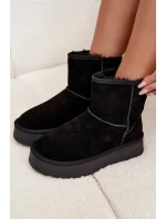 Dámské sněhule z pravé nubukové kůže na platformě černé Privine