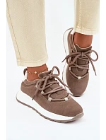 Dámské kožené semišové tenisky Hnědé Bemela