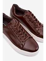 Pánské tenisky z eko kůže tmavě hnědé Velton