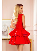 Dámské šaty s krajkovým výstřihem Numoco - červené