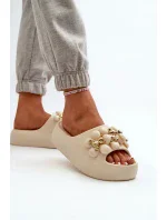 Dámské pěnové pantofle s ozdobami na silné podrážce, světle béžová Bremavia Dámské pěnové pantofle s ozdobami na silné podrážce, světle béžová Bremavia