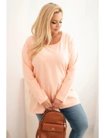 Dámská blůza Plus Size s lodičkovým výstřihem meruňková