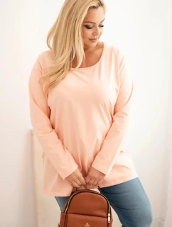 Dámská blůza Plus Size s lodičkovým výstřihem meruňková