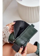 Zazoo 60480 Kožené Boty Na Nízkém Podpatku Zateplené Tmavě Zelené