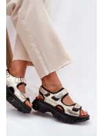 Dámské kožené sandály se suchým zipem Artiker 56C0469 zlaté