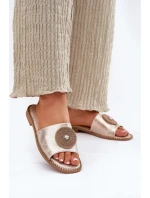 Dámské Pantofle Na Plochém Podpatku S Dekorací S.Barski KV51-013 Zlaté