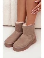 Dámské sněhule z přírodního semiše na platformě béžové Privine