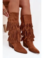 Zateplené Kobyly Dívčí Kobyly S Fringingem Camel Brivina Zateplené Kobyly Dívčí Kobyly S Fringingem Camel Brivina