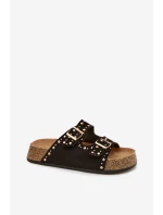 Dámské pantofle se zlatými sponami a knoflíky Černé Tervina