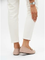 Dámské semišové mokasíny s kovovou přezkou růžové FashionStreet ZY1361