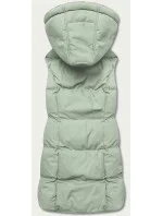 Péřová dámská vesta v pistáciové barvě s kapucí (5M721-236) Péřová dámská vesta v pistáciové barvě s kapucí (5M721-236)
