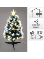 DEKORATIVNÍ VÁNOČNÍ STROMEK Z OPTICKÝCH VLÁKEN TEPLÝ STUDENÝ BÍLÝ 60CM