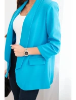 Dámská sako bez zapínání s podšívkou S/M tyrkysová