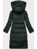 Tmavě zelená dlouhá dámská zimní bunda (2M-033)