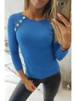 Halenka s ozdobnými knoflíky chrpově modrá