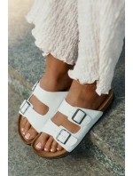 Dámské Pantofle Na Korek Platformě S Přezkami Bílé Redore