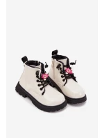 Zateplené dětské lakované kotníkové boty s přezkou Medvídek Bílá Jovellea