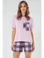 Italská móda Kayo crêpe barva:růžová/potisk