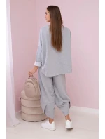 Bavlněná mikina kalhoty set světle šedá