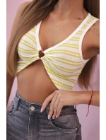 Dámský bavlněný top s výstřihem a zlatým akcentem zelená