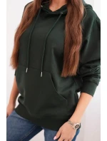 Dámská mikina s kapucí a klokankou z bavlny tmavě zelená