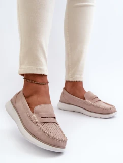 Sametové mokasíny na platformě Sergio Leone SP012 Beige