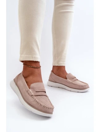 Sametové mokasíny na platformě Sergio Leone SP012 Beige