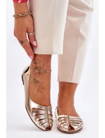 Pohodlné kožené dámské baleríny zlate Luka