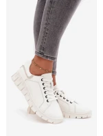 Dámské kožené polobotky se šněrováním Vinceza – bílé