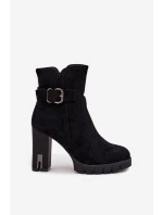Dámské ocieplené botky na podpatku Selisse – černé