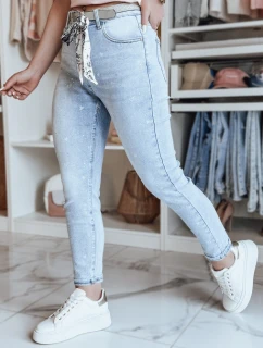Dámské džínové kalhoty slim fit srdíčkového střihu s páskem SPARKYS blue FashionStreet UY2425