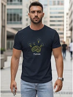 Pánské bavlněné tričko s originálním potiskem, tmavě modré, FashionStreet NX0149R Pánské bavlněné tričko s originálním potiskem, tmavě modré, FashionStreet NX0149R