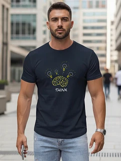 Pánské bavlněné tričko s originálním potiskem, tmavě modré, FashionStreet NX0149R