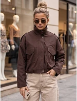 Dámská oversize přechodová bunda s límcem, čokoládová, FashionStreet TY6089 Dámská oversize přechodová bunda s límcem, čokoládová, FashionStreet TY6089