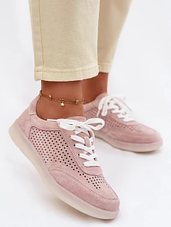 Kožené semišové dámské tenisky s dírkami Růžové Almora