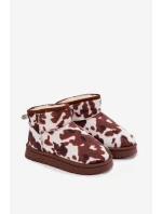 Dětské/juniorská sněhule zateplené kožíškem Mireya – bílo-hnědé