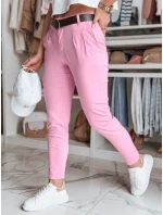 Dámské chinos kalhoty s páskem MODELA růžové FashionStreet UY2565