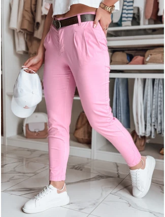 Dámské chinos kalhoty s páskem MODELA růžové FashionStreet UY2565 Dámské chinos kalhoty s páskem MODELA růžové FashionStreet UY2565