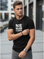 Pánské bavlněné tričko s vtipnými nápisy černé FashionStreet NX0114R Pánské bavlněné tričko s vtipnými nápisy černé FashionStreet NX0114R