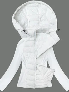 Bílá dámská prošívaná bunda z různých spojených materiálů J Style (16M9226-281)