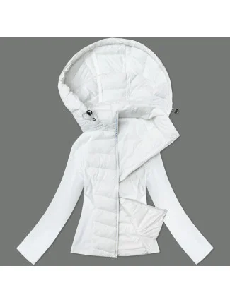 Bílá dámská prošívaná bunda z různých spojených materiálů J Style (16M9226-281)