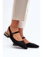 Dámské baleríny na nízkém podpatku s otevřenými podpatky Sergio Leone Black Dámské baleríny na nízkém podpatku s otevřenými podpatky Sergio Leone Black