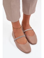 Dámské baleríny s lesklými pásky Ilirene – tmavě béžové