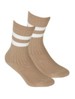 Netlačící dámské žebrované ponožky W.995